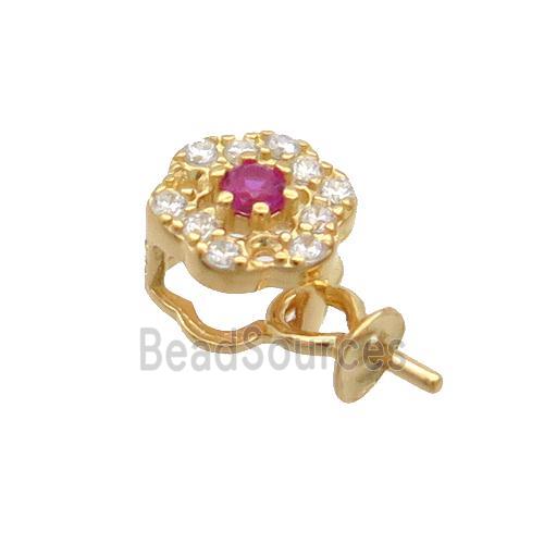 Sterling Silver Bail Pave Zircon Pad Gold Plated