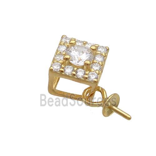 Sterling Silver Bail Pave Zircon Pad Gold Plated