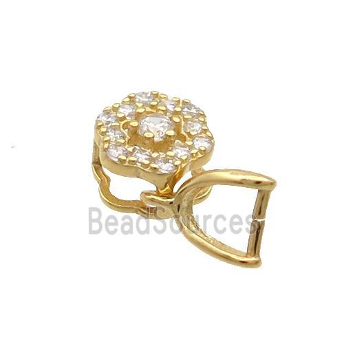 Sterling Silver Pinch Bail Pave Zircon Clasp Gold Plated