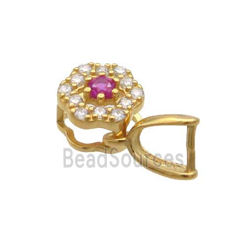 Sterling Silver Pinch Bail Pave Zircon Clasp Gold Plated