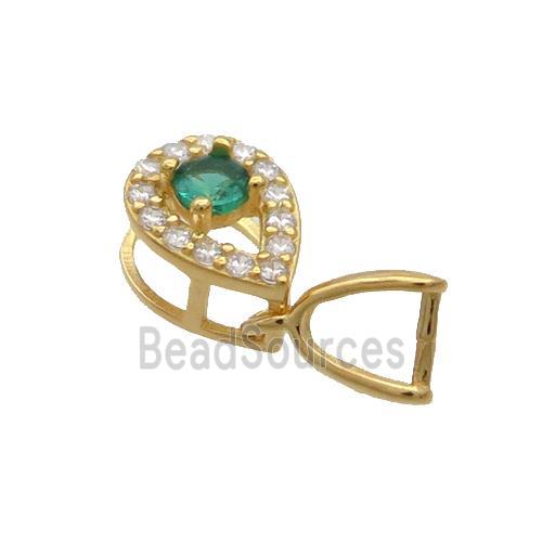 Sterling Silver Pinch Bail Pave Zircon Clasp Gold Plated