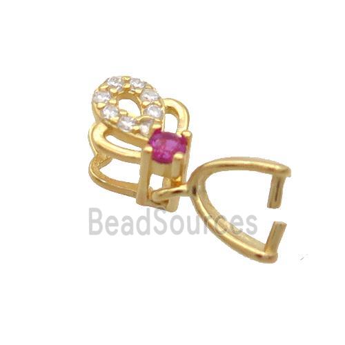 Sterling Silver Pinch Bail Pave Zircon Clasp Gold Plated