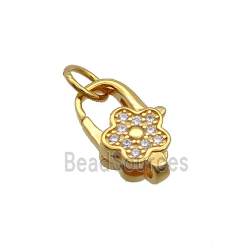 Sterling Silver Lobster Clasp Pave Zircon Flower Gold Plated