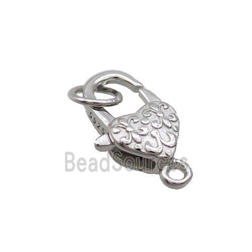 Sterling Silver Lobster Clasp Platinum Plated