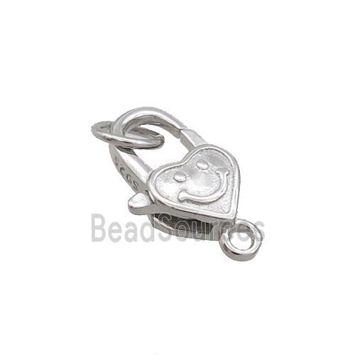 Sterling Silver Lobster Clasp Emoji Platinum Plated