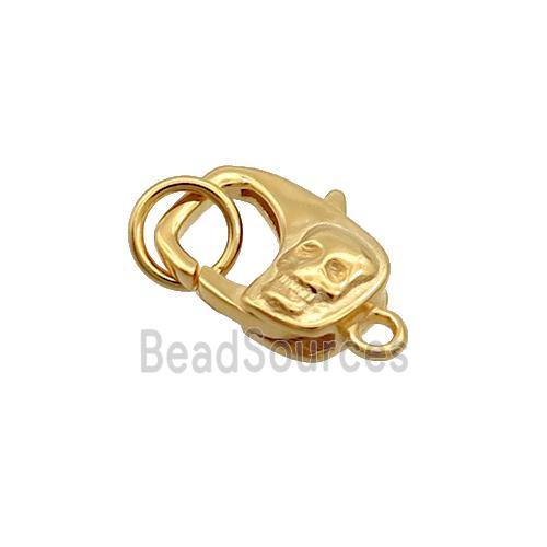 Sterling Silver Lobster Clasp Skull Gold Plated