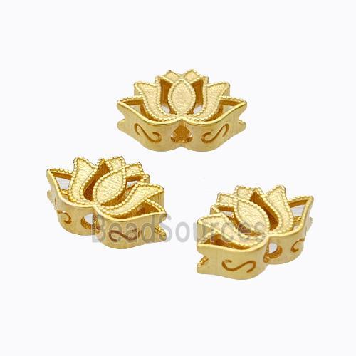 925 Sterling Silver Lotus Beads Flower Hollow Gold Plated