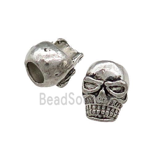 Tibetan Style Zinc Skull Charms Beads Large Hole Antique Silver