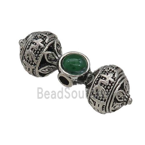 Tibetan Style Zinc Round Beads Double Ball Large Hole Antique Silver