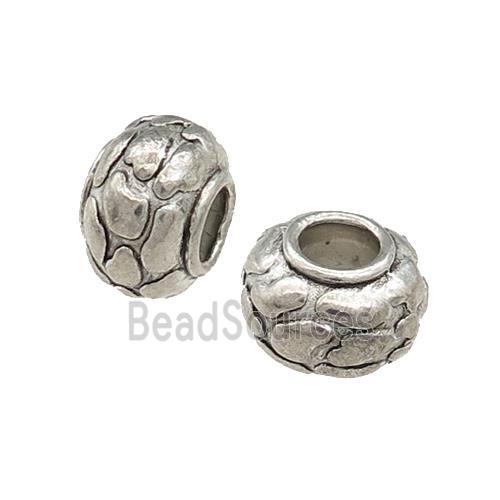 Tibetan Style Zinc Rondelle Beads Large Hole Antique Silver