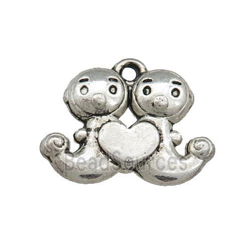 Tibetan Style Zinc Fuwa Charms Pendant Antique Silver