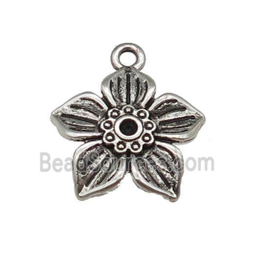 Tibetan Style Zinc Flower Pendant Antique Silver