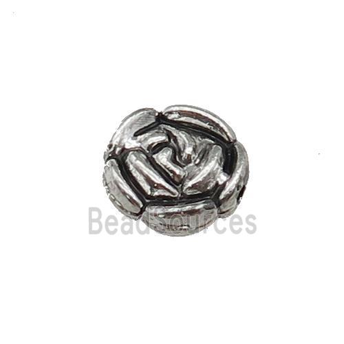 Tibetan Style Zinc Flower Beads Antique Silver