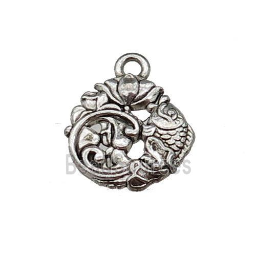 Tibetan Style Zinc Pendant Lucky Fish Antique Silver