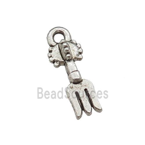 Tibetan Style Zinc Fork Charms Pendant Antique Silver