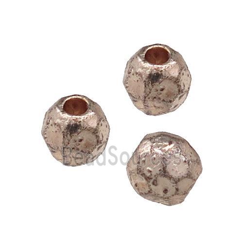 Tibetan Style Zinc Round Beads Faceted Rose Gold