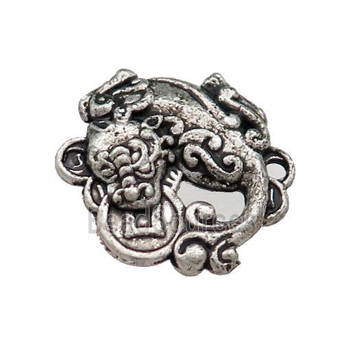 Tibetan Style Zinc Pixiu Charms Connector Antique Silver