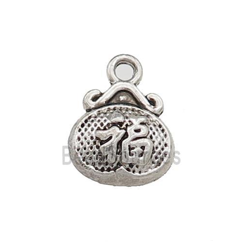 Tibetan Style Zinc Fu Pendant Antique Silver