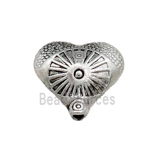 Tibetan Style Zinc Heart Beads Antique Silver