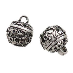 Tibetan Style Zinc Pot Charms Pendant Antique Silver, approx 12-15mm