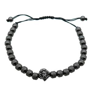 black copper Bracelet with lion, adjustable, approx 6mm