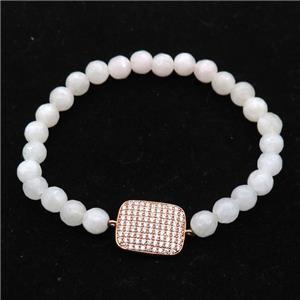 white Jade Bracelet, stretchy, approx 6mm dia