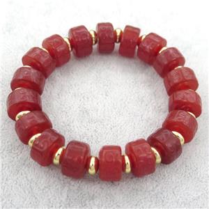 red carnelian agate bracelet, stretchy, approx 9-14mm