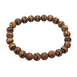 Tibetan Agate bracelet stretchy round, approx 8mm dia