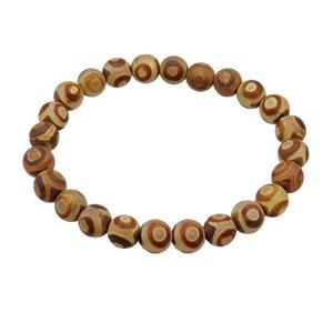 stretchy Tibetan Agate bracelet line round, approx 8mm dia