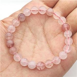 Natural Red Crystal Quartz Bracelet Stretchy Round, approx 8mm dia