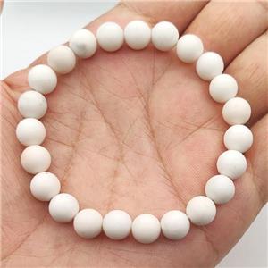 White Ivory Jasper Beads Stretchy Round, approx 8mm dia