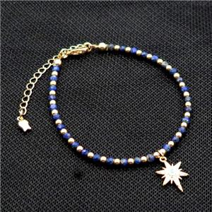 Blue Lapis Lazuli Bracelet Lazurite, approx 11-14mm, 3.5-4mm, 17-22cm length