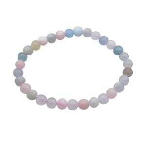 Natural Morganite Bracelet Multicolor, approx 6mm dia