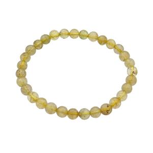 Gold Rutilated Quartz Bracelet Stretchy Round, approx 6mm dia