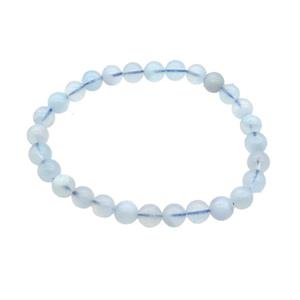 Natural Blue Aquamarine Bracelet Stretchy, approx 6mm dia