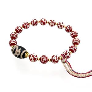 Tibetan Agate Bracelets With Tassel Stretchy, approx 8mm, 10-14mm