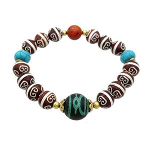 Tibetan Agate Bracelets Stretchy, approx 10mm, 14mm