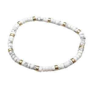 White Howlite Bracelet Stretchy, approx 4mm