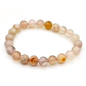 Natural Cherry Sakura Agate Bracelets Stretchy, approx 8mm