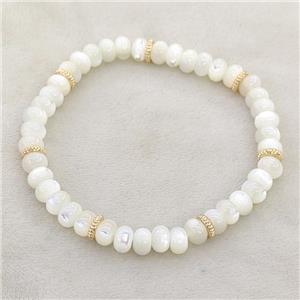 Natural MOP Shell Bracelets Stretchy, approx 6mm