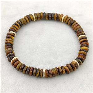 Natural Tiger Eye Stone Heishi Bracelet Stretchy, approx 6mm