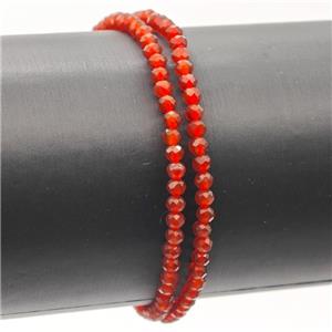 Natural Red Agate Bracelet Dye Faceted Round Stretchy, approx 3-3.5mm