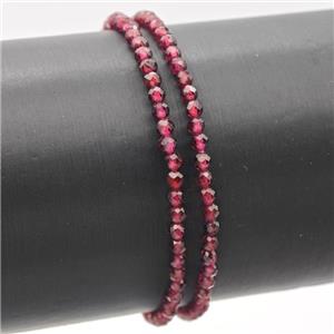 Natural Garnet Bracelet Faceted Round Stretchy, approx 3-3.5mm