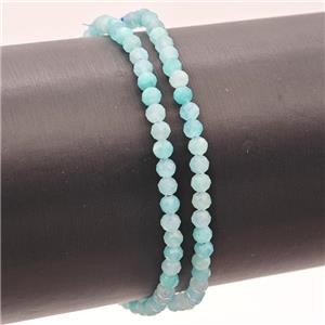 Natural Amazonite Bracelet Faceted Round Green Stretchy, approx 3-3.5mm