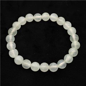 White Selenite Bracelet Stretchy Round, approx 8mm