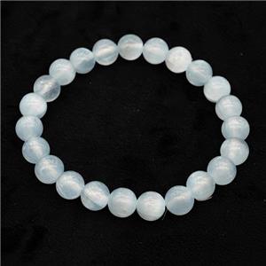 Lt.blue Selenite Bracelet Stretchy Round, approx 8mm