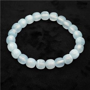 Lt.blue Selenite Bracelet Stretchy Barrel, approx 8x8mm