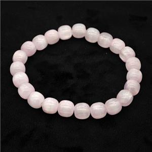 Pink Selenite Bracelet Stretchy Barrel, approx 8x8mm