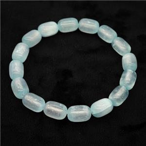 Blue Selenite Bracelet Stretchy Barrel, approx 8x12mm