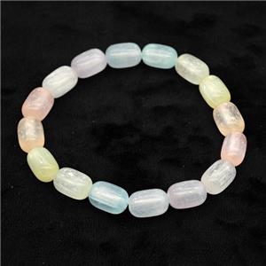 Selenite Bracelet Stretchy Barrel Multicolor, approx 8x12mm